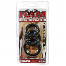 Ram Ultra Silicone Cocksweller 3 Cock Rings (Black)