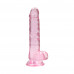 RealRock Crystal Clear Realistic 7 in. Dildo With Balls and Suction Cup Pink RealRock Crystal Clear Realistic 7 in. Dildo With Balls and Suction Cup Pink