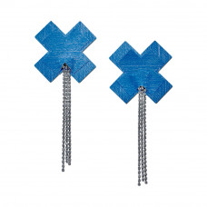 Pastease Tassel Pasties: Denim Plus X with Long Rhinestone Tassel Pastease Tassel Pasties: Denim Plus X with Long Rhinestone Tassel