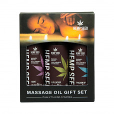 Earthly Body Hemp Seed Valentine Massage Oil Trio Gift Set: XOXO, Lip Locked, Pucker Up