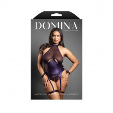Fantasy Lingerie Domina Gartered Bustier & Crotchless Panty w/Detachable Restraints/Garters Deep Purple Queen Size Fantasy Lingerie Domina Gartered Bustier & Crotchless Panty w/Detachable Restraints/Garters Deep Purple Queen Size