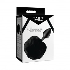Tailz Fluffy Bunny Tail Silicone Plug Black
