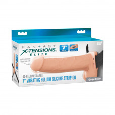 Fantasy X-Tensions Elite Vibrating Hollow Silicone Strap-On 7 in. Light