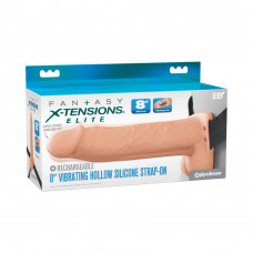 Fantasy X-Tensions Elite Vibrating Hollow Silicone Strap-On 8 in. Light