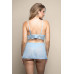 Fantasy Lingerie Opulence Split Pearl Cup Bralette, Detachable Skirt & Adjustable Pearl G-String Light Blue M/L