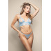Fantasy Lingerie Opulence Split Pearl Cup Bralette, Detachable Skirt & Adjustable Pearl G-String Light Blue M/L