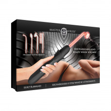 Master Series Elektrawand Rechargeable E-Stim Wand with Attachments Black Master Series Elektrawand Rechargeable E-Stim Wand with Attachments Black